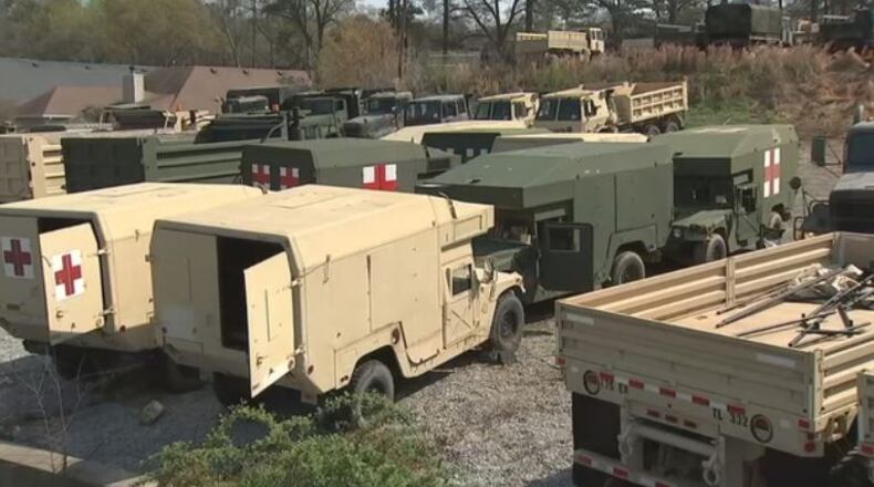 Police said nine vehicles were damaged at the National Guard facility in Atlanta. (Credit: Channel 2 Action News)