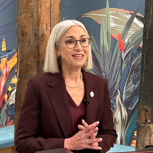 Fulton County Commissioner Dana Barrett announced her candidacy for Georgia secretary of state on Thursday. (David Wickert/AJC)