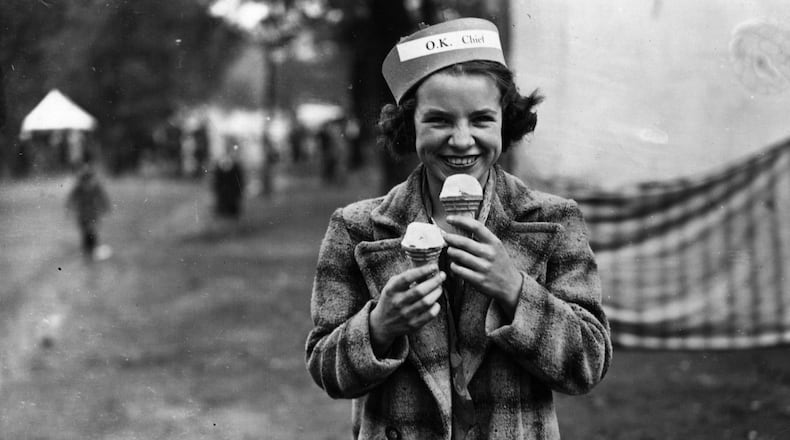 Eating carnival food.