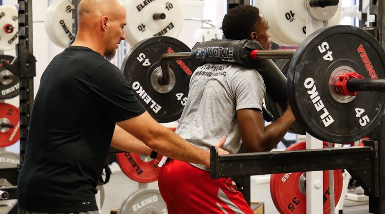 Scenes from the Georgia men's basketball team morning workouts in the Stegeman Coliseum weight room on Tuesday, Oct., 2, 2018. (Photo by Kristin M. Bradshaw)