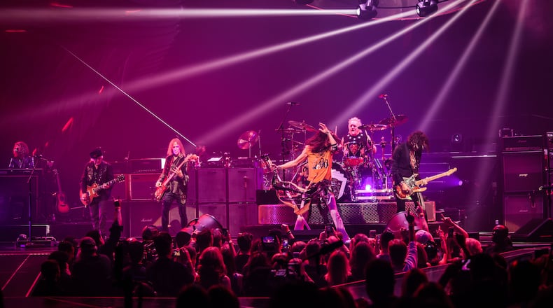 Aerosmith, shown performing at their Las Vegas residency in April 2019, were honored as the MusiCares Person of the Year. Photo: Katarina Benzova