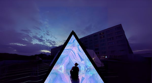 “Tranquiloscope,” by artist and medical doctor Bojana Ginn, features digital animations designed using neuroscience to produce a sense of calm. The artwork has been part of a traveling pop-up installation by Dash Studio called "Reflections." (Courtesy of Dash Studio)
