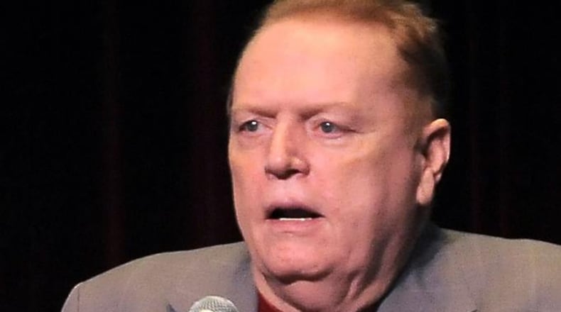 FILE - In this April 30, 2011 file photo, Larry Flynt speaks in Los Angeles, Calif. Flynt is offering "up to $10 million" to anyone who produces information that leads to President Donald Trump's impeachment and removal from office. He lays out the offer in a full-page ad in the Sunday edition of The Washington Post. (AP Photo/Katy Winn, file)
