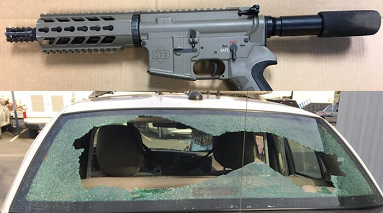 Suspect shoots at Madera, California police officer during pursuit.