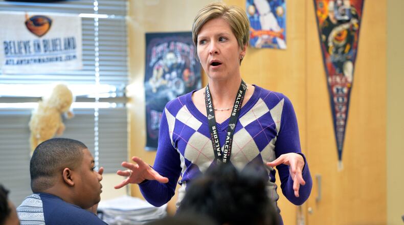 Susan Thompson, who teaches social studies at Tucker High School, said the new evaluation system for teachers makes it “easier to have a clear idea of what they expect to see.” HYOSUB SHIN / HSHIN@AJC.COM
