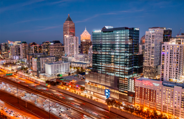 A rendering of Ten Twenty Spring in Midtown shows signage from bank Pinnacle, which on the Ten Twenty Spring building in Midtown.