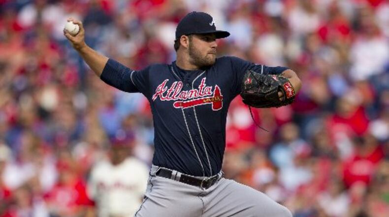 Braves rookie Bryse Wilson made his season debut against the Phillies on Saturday.