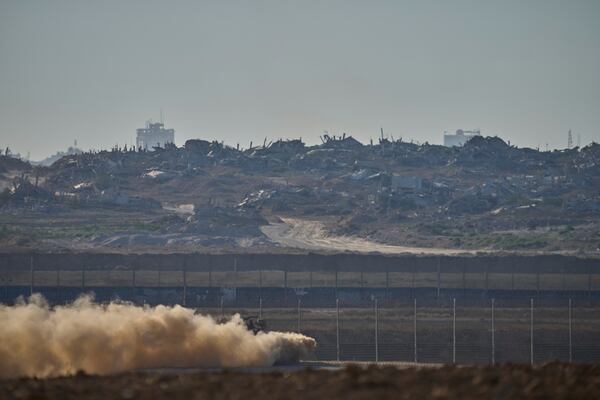 An Israeli army APC moves in the Gaza Strip as seen from southern Israel, Sunday, July 6, 2025. (Photo/Ohad Zwigenberg)