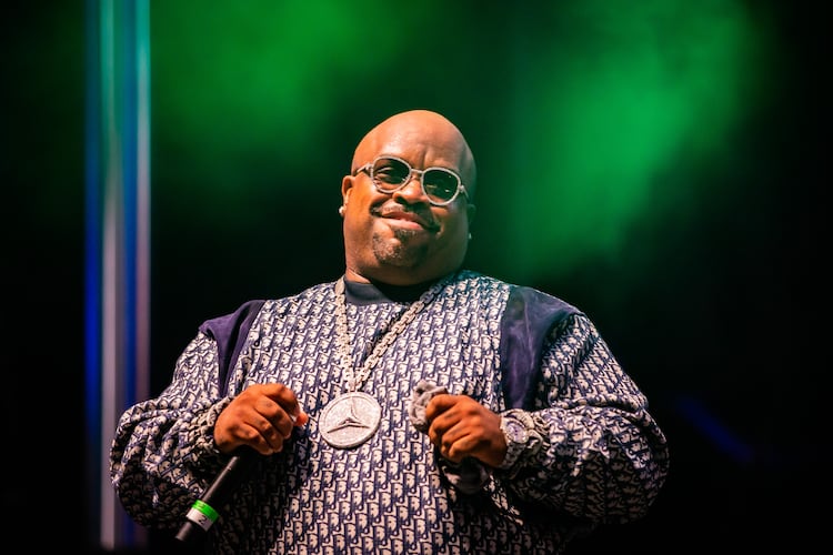 Goodie Mob’s CeeLo Green joins the rest of the group and Big Boi during the “Big Night Out” concert event at Centennial Olympic Park in October 2020. “I consider myself to be a provocateur, an escape artist, an impresario,” Green says. (Ryan Fleisher for the AJC)