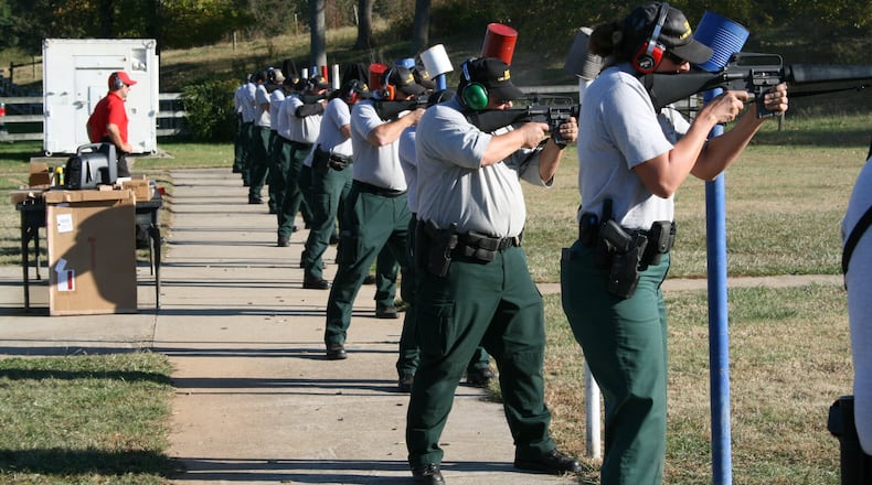Georgia Department of Natural Resources officers train to use surplus M16 military rifles from the U.S. Department of Defense at the Alto State Prison shooting range. OFFICIAL DNR PHOTO