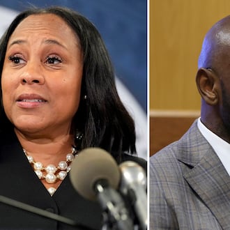 The personal relationship between Fulton County DA Fani Willis (left) and special prosecutor Nathan Wade came under scrutiny during the Georgia election interference case. (Alyssa Pointer and John Bazemore/AP)