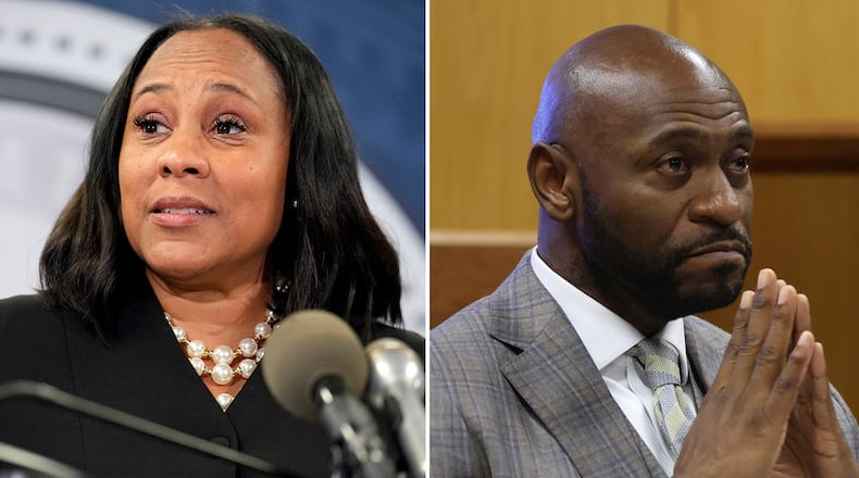 The personal relationship between Fulton County DA Fani Willis (left) and special prosecutor Nathan Wade came under scrutiny during the Georgia election interference case. (Alyssa Pointer and John Bazemore/AP)