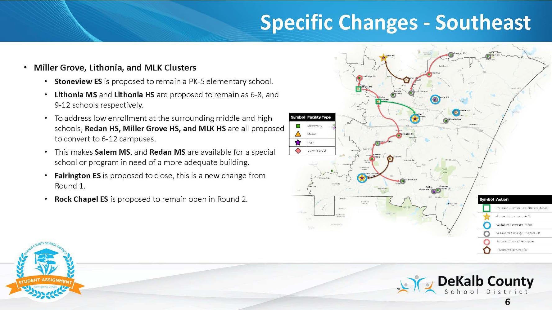 DeKalb school closure plans, southeast region