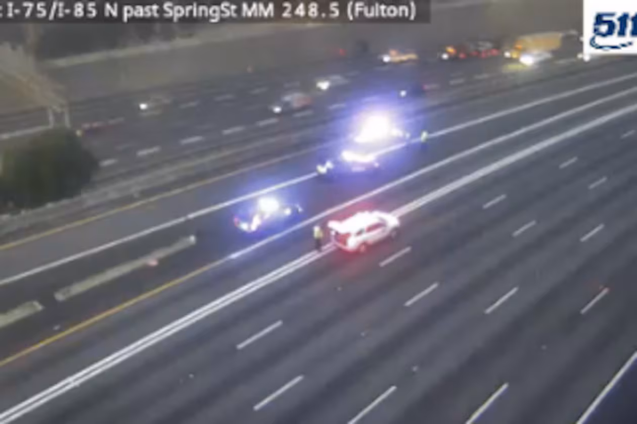 Northbound lanes of the Downtown Connector were shut down Thursday morning but have since reopened. (Courtesy of the Georgia Department of Transportation)