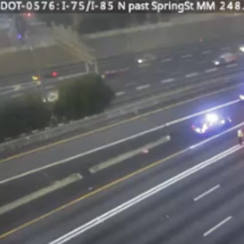 Northbound lanes of the Downtown Connector are shut down Thursday morning. (Courtesy of the Georgia Department of Transportation)