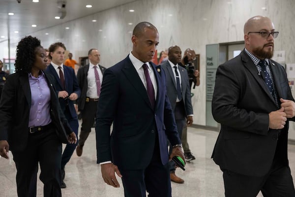 Secretary of Housing and Urban Development Scott Turner arrives at Jacob K. Javitz Federal Building in New York on Friday. (Yuki Iwamura/AP)