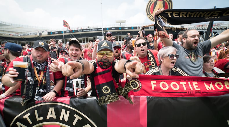 Nobody sits during an Atlanta United game, certainly not in the north endzone at Bobby Dodd during this April game against D.C. United. (Andrew Dinwiddie/Special)