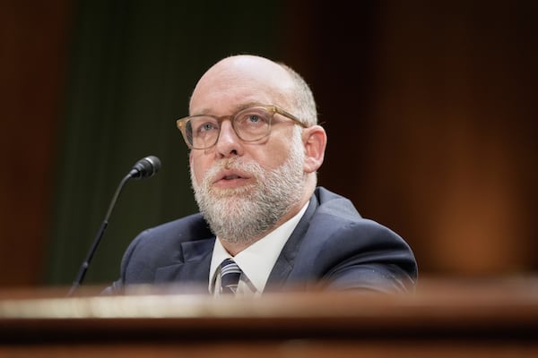 Office of Management and Budget director Russell Vought testified during a Senate Appropriations Committee hearing on the rescissions package on Capitol Hill, Wednesday, June 25, 2025. (Mariam Zuhaib/AP)