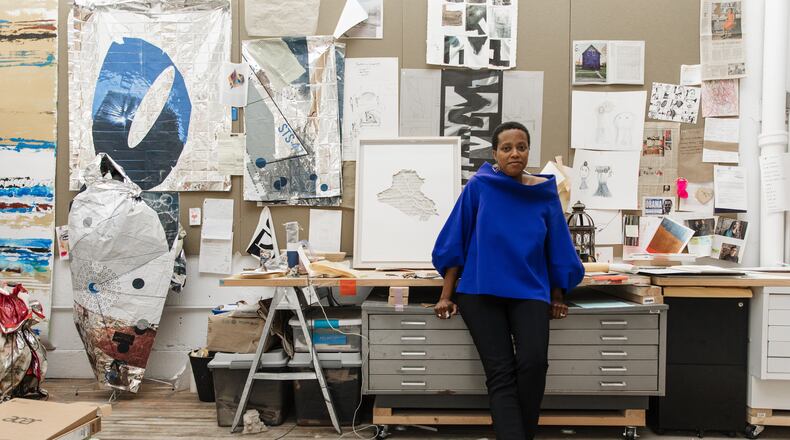 Artist, architect and 2022 MacArthur Fellow Amanda Williams poses in her studio in Chicago.