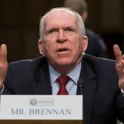 FILE - In this June 16, 2016 file photo, former CIA Director John Brennan testifies on Capitol Hill in Washington. (AP Photo/J. Scott Applewhite, File)