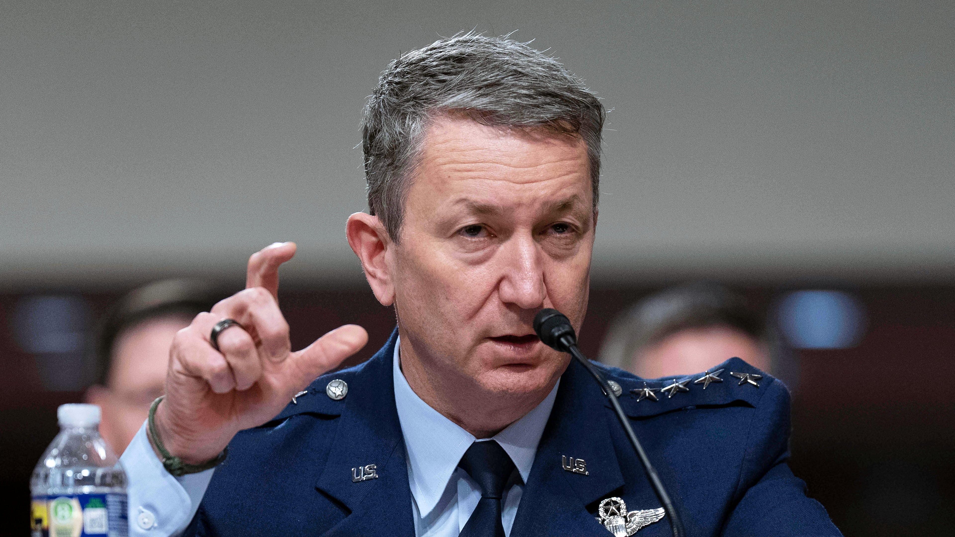 FILE - Chairman of the Joint Chiefs of Staff General Dan Caine testifies before Senate Armed Services Committee hearing on Capitol Hill in Washington, June 18, 2025. (AP Photo/Jose Luis Magana, File)