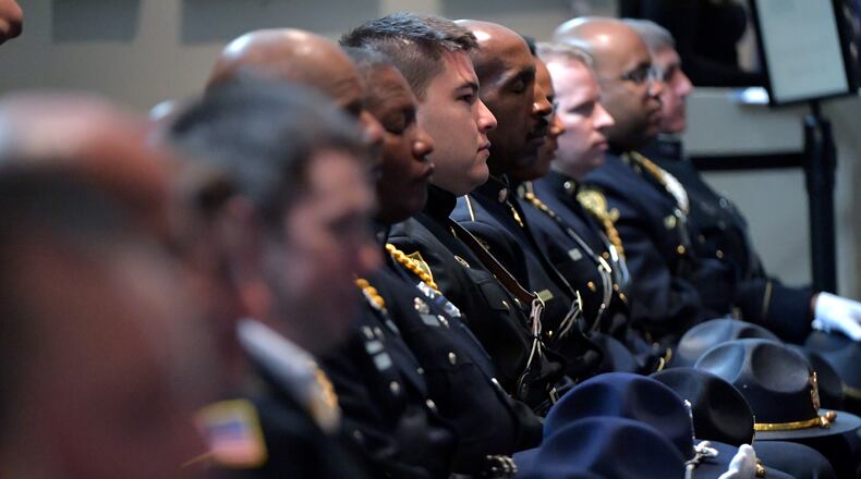 Hundreds of police officers from around Georgia attended the funeral service Saturday for Locust Grove  Officer Chase Maddox.