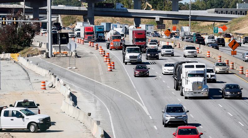 The Georgia Department of Transportation will reduce part of the Perimeter to three lanes in each direction as construction of the new interchange at Ga. 400 enters its final phase. The lane closures are expected to last at least eight months. Miguel Martinez / miguel.martinezjimenez@ajc.com