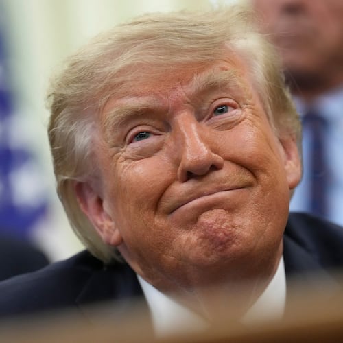 President Donald Trump smiles during an event about drug prices, in the Oval Office of the White House, Monday, Aug. 31, 2026, in Washington. (AP Photo/Jacquelyn Martin)