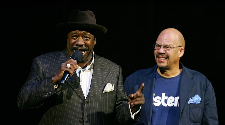 LAS VEGAS - NOVEMBER 15: Comedian J. Anthony Brown (L) and radio personality Tom Joyner perform at The Colosseum at Caesars Palace at The Comedy Festival on November 15, 2006 in Las Vegas, Nevada. (Photo by Ethan Miller/Getty Images)