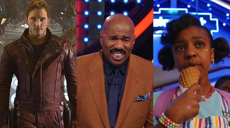 This past month, "Guardians of the Galaxy 3," ABC's "Judge Steve Harvey" and Netflix's "Boo!" have all started production in Georgia. (L-R: Disney, ABC, Netflix)