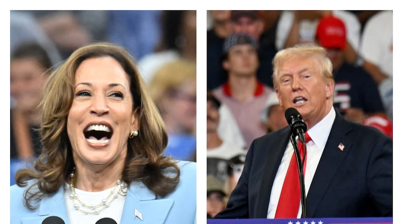 Vice President Kamala Harris, left, and former President Donald Trump are set for their first debate Tuesday. (Hyosub Shin/The Atlanta Journal-Constitution)