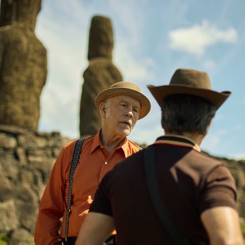 This image released by Searchlight Pictures shows John Malkovich in a scene from "Wild Horse Nine." (Diego Araya Corvalán/Searchlight Pictures via AP)