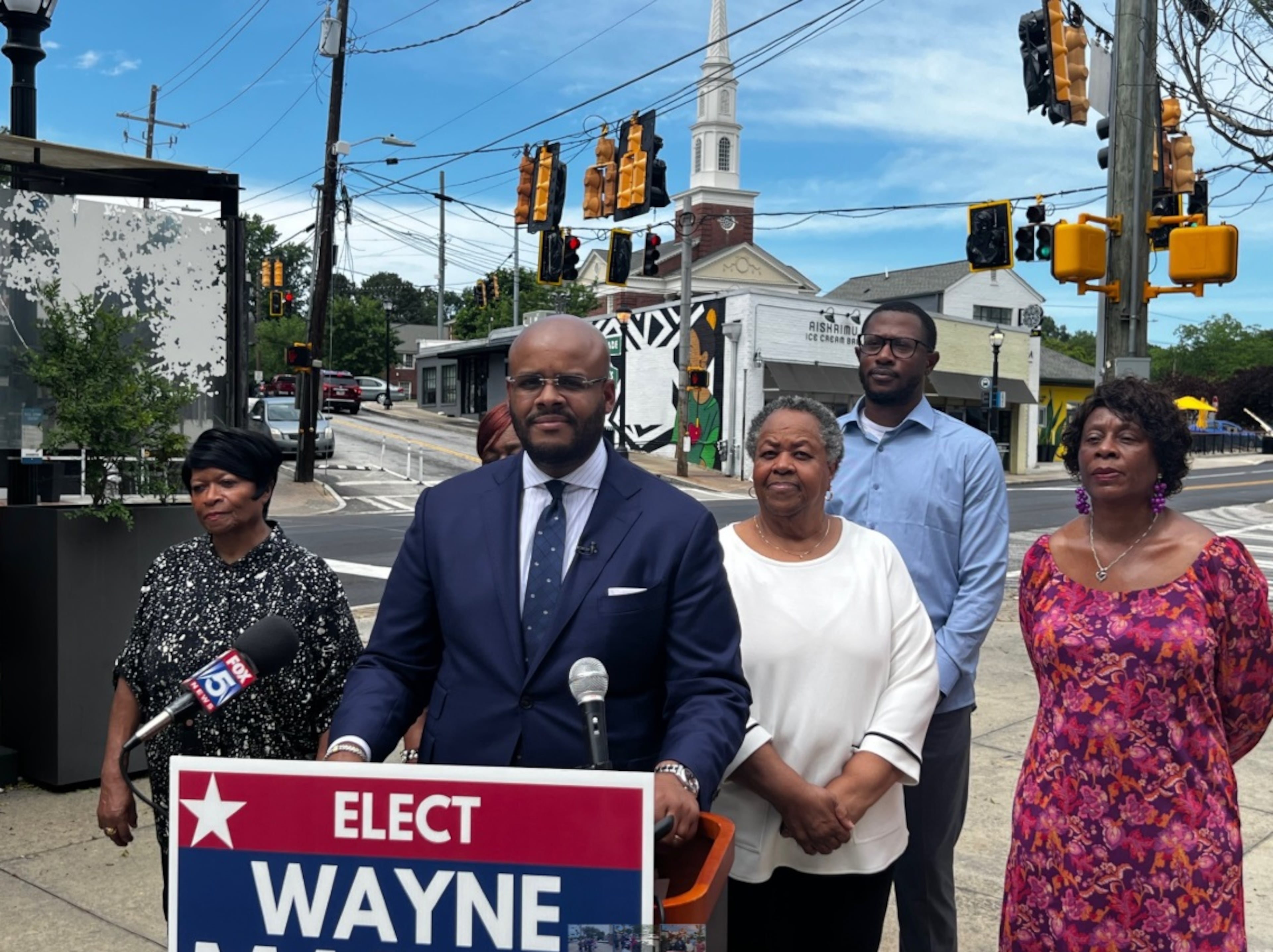 Atlanta City Council candidate Wayne Martin held a news conference Sunday with members of the community.