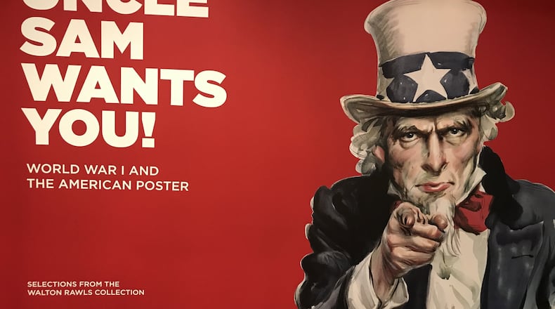 While the doughboys served overseas, the U.S. government waged a lively campaign at home to win the hearts and minds of the American public, printing evocative posters urging citizens to support the war effort. The Atlanta History Center offers an exhibit of these posters. BO EMERSON / BEMERSON@AJC.COM