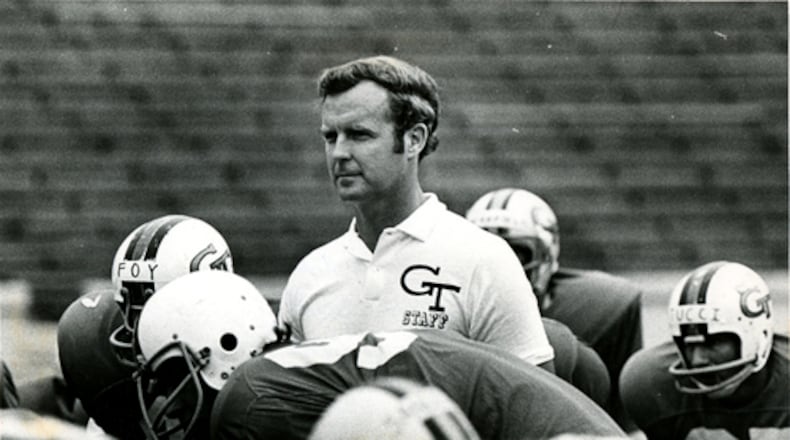 Bill Fulcher, a former football player and coach at Georgia Tech, died Friday, Sept. 23, 2022, in Augusta, Ga. Fulcher was Tech's coach from 1972-73 and was a letter-winner from 1953-55. Photo credit: AJC file.