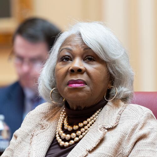 FILE - Virginia Senate President pro tempore Louise Lucas, D-Portsmouth, listens to debate on the Senate floor, Feb. 17, 2026, in Richmond, Va. (AP Photo/Ryan M. Kelly, File)