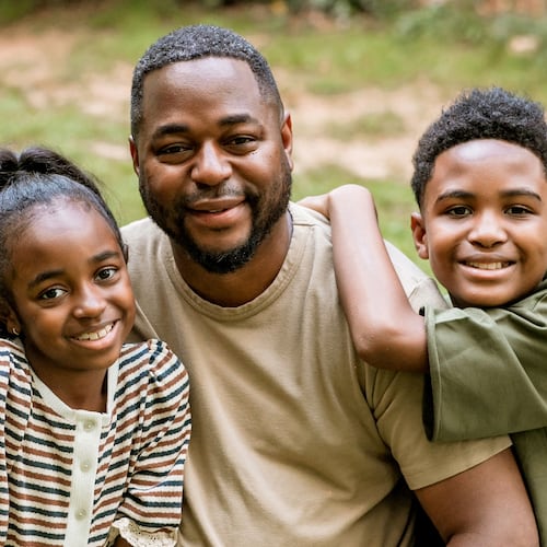 Mose James IV — with his daughter Jurnee and son Mose James V — said he and his dad had a business-style, handshake-heavy relationship. “I kiss and hug on my kids every single day,” he says. (Photo by Christy Gillam, Paperily Photography)