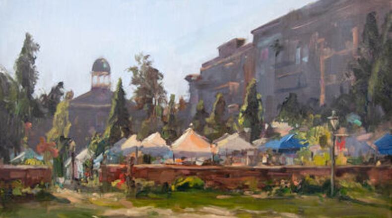 This painting by Stephanie Amalo is an example of the kind of plein air art Alpharetta residents may witness artists painting at the city's first annual Paint the Town event May 18-22, 2021. (Courtesy Arts Alpharetta)