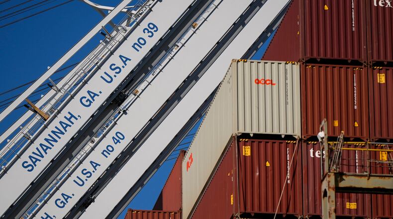 The Cosco Pride is unloaded at the Port of Savannah, Thursday, Nov. 13, 2025, in Garden City, near Savannah, Ga. (Mike Stewart/AP)