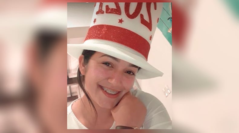 In this photo provided on June 25, 2021 by Ricard Luna of his sister Lady Luna Villalba, a nanny employed by the sister of Paraguay's first lady Silvana Lopez Moreira, poses for a selfie on Jan. 1, 2021 in Eugenio Garay Paraguay. (Courtesy of Ricard Luna via AP Photo)