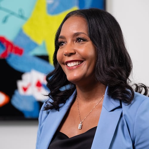 Former Atlanta Mayor Keisha Lance Bottoms announces her bid for governor while meeting with journalists in Atlanta on Monday, May 19, 2025. (Ben Gray for the AJC)