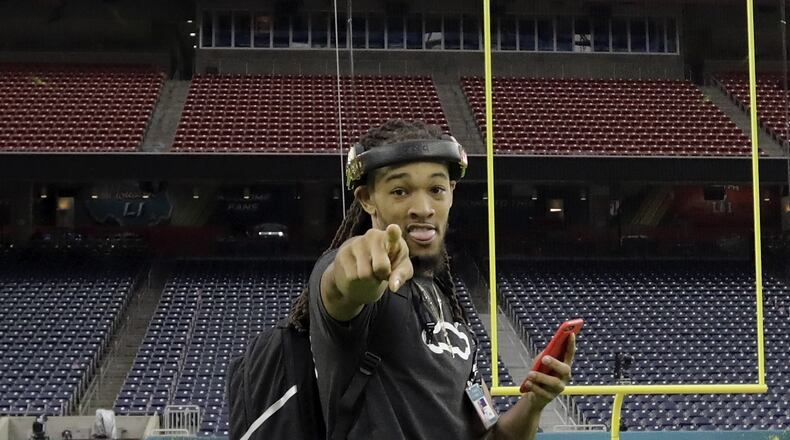 HOUSTON, TX - FEBRUARY 04: Jalen Collins #32 of the Atlanta Falcons walks on the turf during the Super Bowl LI team walk through at NRG Stadium on February 4, 2017 in Houston, Texas. (Photo by Tim Warner/Getty Images)