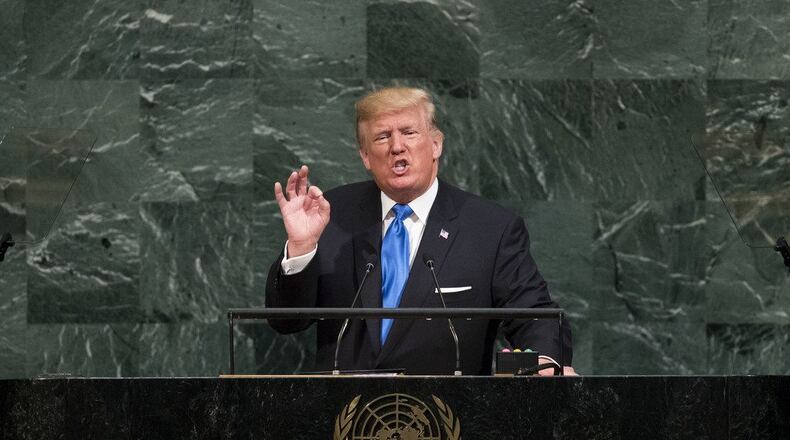 President Trump addresses the United Nations General Assembly at UN headquarters Sept. 19, 2017.