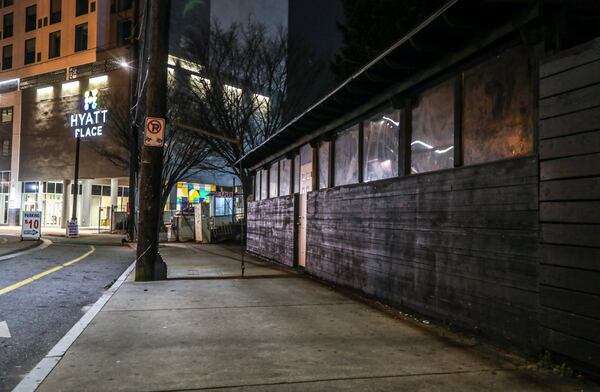 A security guard was shot and killed Wednesday morning, Feb. 2,2022  when he was asked to escort a man from a downtown Atlanta bar, police said. The 28-year-old guard was found with at least one gunshot wound when Atlanta police were called to the Encore Hookah Bar on Luckie Street shortly after midnight. (John Spink / John.Spink@ajc.com)

