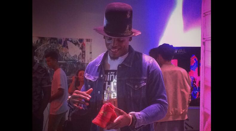 Cam Newton unveiled his new Under Armour shoes in Atlanta on Thursday, July 13.