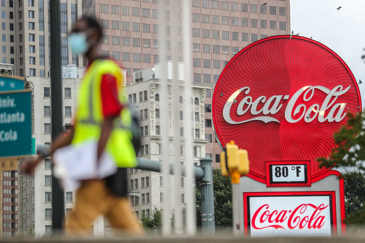 The large Coca-Cola sign near Five Points is a staple of downtown Atlanta. (John Spink/AJC 2020)
