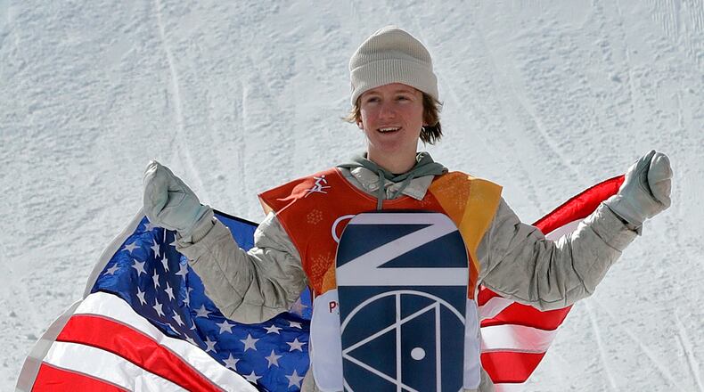FILE - Red Gerard, of the United States, smiles after winning gold in the men's slopestyle final at Phoenix Snow Park at the 2018 Winter Olympics in Pyeongchang, South Korea, Feb. 11, 2018. (AP Photo/Lee Jin-man, File)
