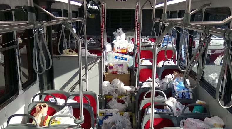 Gwinnett County Transit and Gwinnett Community Outreach are teaming up once again to help people struggling during the coronavirus pandemic by asking transit users to Stuff-A-Bus with non-perishable goods at their Park & Rides. (Courtesy Gwinnett County Transit)