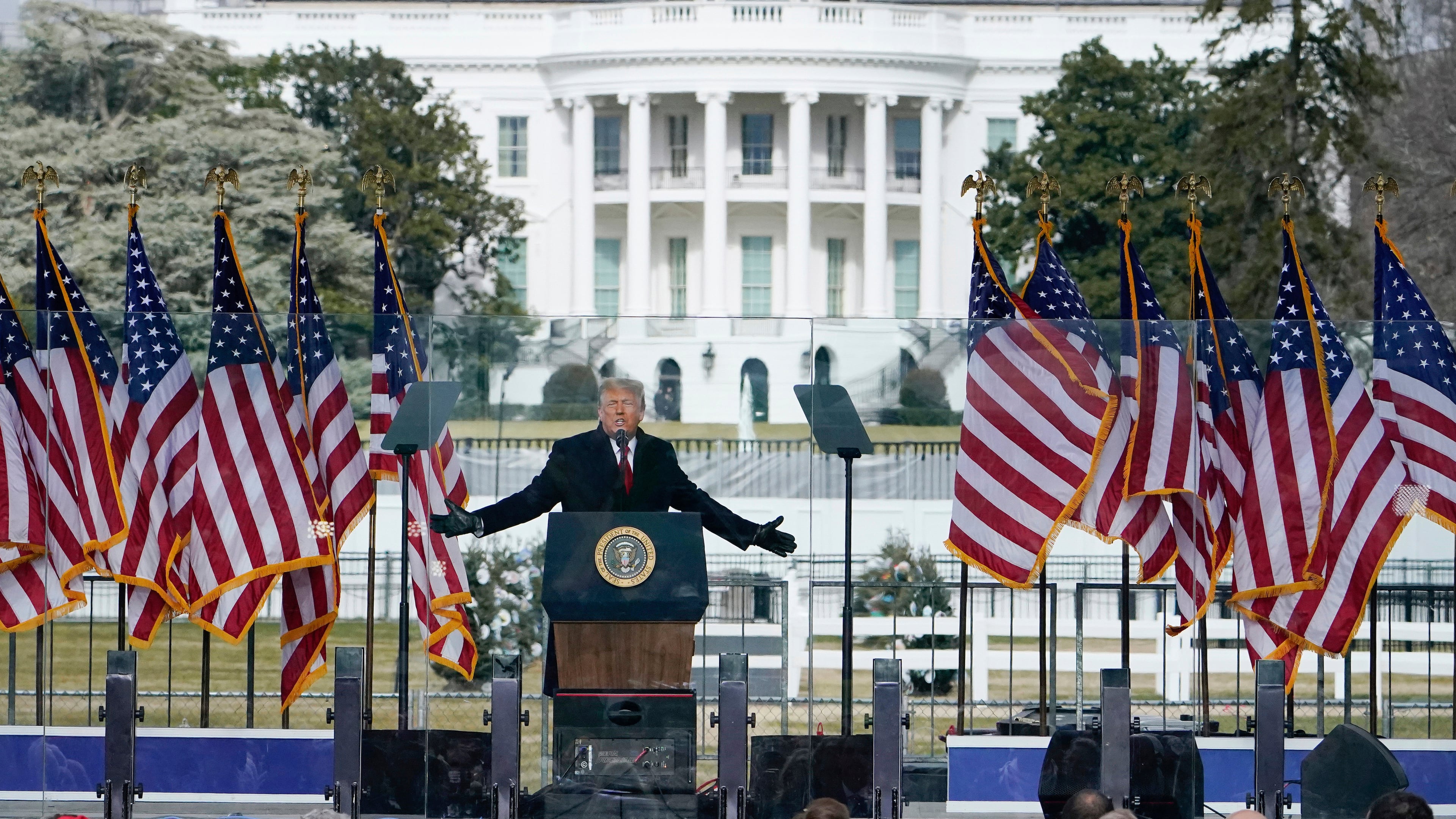 FILE - President Donald Trump speaks at a rally on Jan. 6, 2021, in front of the White House in Washington. (AP Photo/Jacquelyn Martin, File)