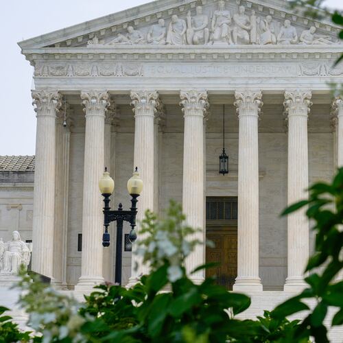 The Supreme Court is seen Monday, July 27, 2026, in Washington. (AP Photo/Mariam Zuhaib)